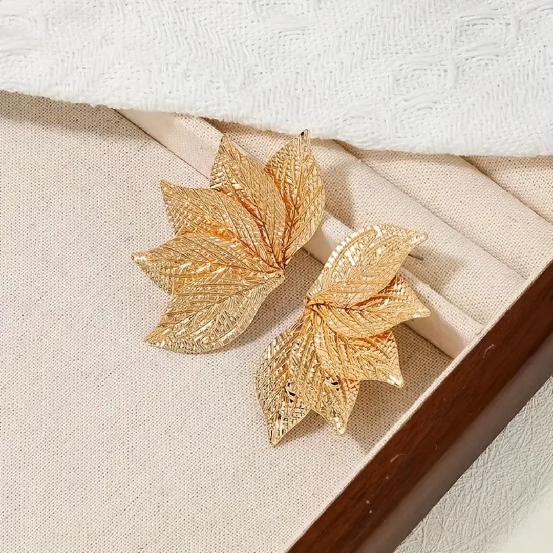 Leaf-Shaped Stud Earrings for Women